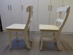 6stuks witte houten eetkamerstoelen., Huis en Inrichting, Stoelen, Ophalen, Gebruikt, Wit, Landelijk