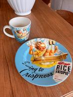 Vintage Kellogg’s Rice Krispies mok & bord – retro set, Huis en Inrichting, Keuken | Servies, Gebruikt, Keramiek, Ophalen of Verzenden