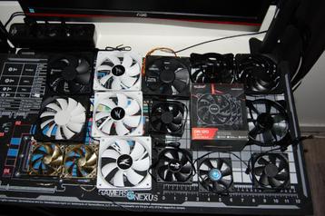Grote verzameling 80mm (6x) en 120mm (12x) casefans beschikbaar voor biedingen