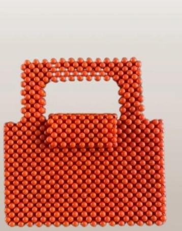 VINTAGE oranje kralen tasje schoudertasje NIEUWSTAAT chcs beschikbaar voor biedingen