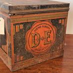 Oude Douwe Egberts koffieblik met houten bodem, Oosterdoksstraat 80, 1011 DK Amsterdam, Ophalen of Verzenden, Metaal, Douwe Egberts