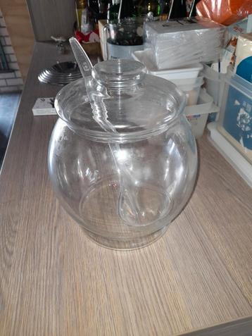 Glazen Bowl Schaal met Deksel en Lepel beschikbaar voor biedingen