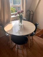 Ronde uitklapbare eettafel met 4 stoelen, Ophalen, Zo goed als nieuw, Rond, 100 tot 150 cm