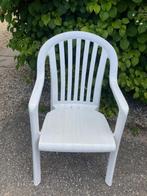 2 witte tuinstoelen, Ophalen, Gebruikt, Kunststof, Stapelbaar