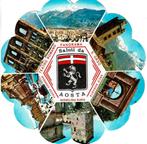 Ansichtkaart Italië, Saluti da Aosta, 6-luik, Ophalen of Verzenden, 1960 tot 1980, Gelopen, Italië