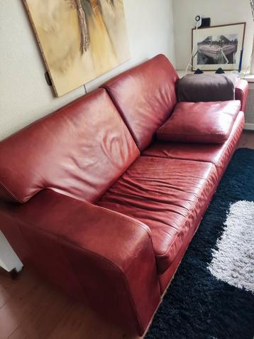 Écht lederen 2 zits bank, zware kwaliteit! beschikbaar voor biedingen