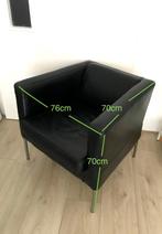 Zwarte leren fauteuil van echt leer – modern en comfortabel, Ophalen, Gebruikt, 75 tot 100 cm, Modern