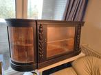 Houten vitrinekast met gebogen glas - 140x34x63cm, Huis en Inrichting, Kasten | Vitrinekasten, Ophalen, 100 tot 150 cm, Glas, Minder dan 100 cm