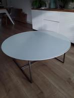 Salontafel rond wit glas 100 cm, Ophalen, Gebruikt, 50 tot 100 cm, Rond