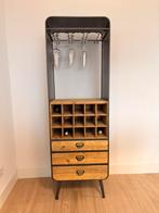 Wijnkast zwart hout industrieel, Ophalen, 50 tot 100 cm, Zo goed als nieuw, 150 tot 200 cm