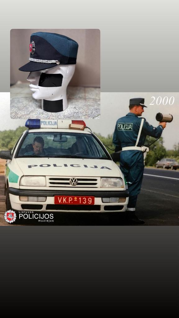 Vintage Litouwse Politiepet - Jaar 2000, Verzamelen, Militaria | Algemeen, Overige soorten, Helm of Baret, Overige gebieden, Ophalen of Verzenden