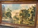 Groot klassiek schilderij grachtengezicht, Ophalen of Verzenden