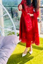 Indian pakistani wedding dress, Verzenden, Zo goed als nieuw, Rood, Accessoires