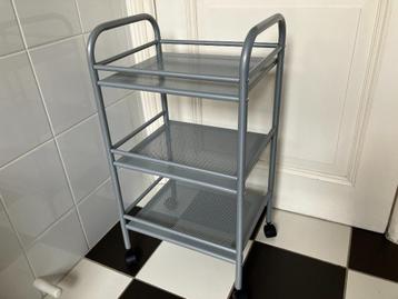 Keukentrolley trolley serveerwagen grijs metaal op wieltjes beschikbaar voor biedingen