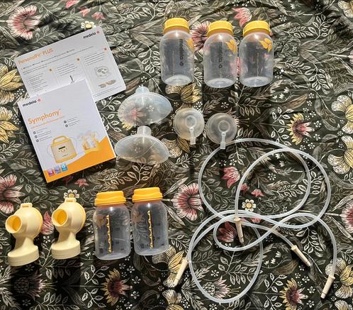 Medela Symphony afkolfset 21mm (Small) + 3 bewaarflessen, Kinderen en Baby's, Babykleding | Overige, Zo goed als nieuw, Jongetje of Meisje