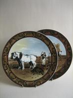 Groot oud wandbord 2x Villeroy & Boch Bonn boerderij scene, Antiek en Kunst, Ophalen