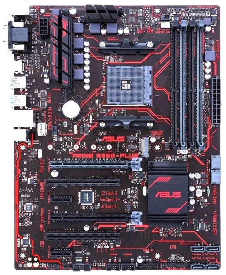 ASUS Prime B350-Plus (Moederboard - 2017) Zonder I/O-Shield, Computers en Software, Moederborden, Gebruikt, AMD, DDR4, Ophalen of Verzenden