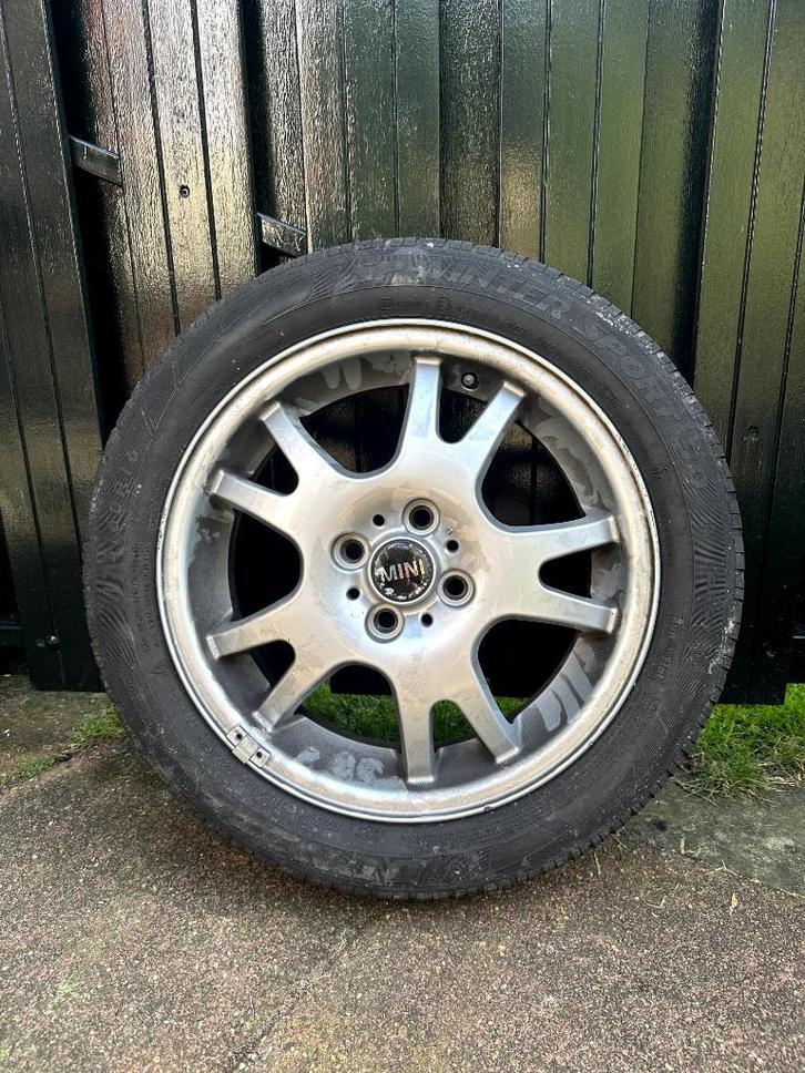Mini 16 inch lichtmetalen velgen + Dunlop winterbanden, Auto-onderdelen, Banden en Velgen, Banden en Velgen, Winterbanden, 16 inch