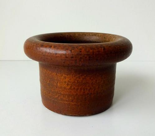 Keramiek vaas licht donkerbruin met brede rand Mobach 3171-k, Antiek en Kunst, Antiek | Keramiek en Aardewerk, Ophalen of Verzenden