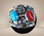 Prachtige zilveren NAVAJO ring turquoise koraal M18/18,5!, Sieraden, Tassen en Uiterlijk, Ringen, Verzenden, Ssiesvintagesieraden@gmail.com