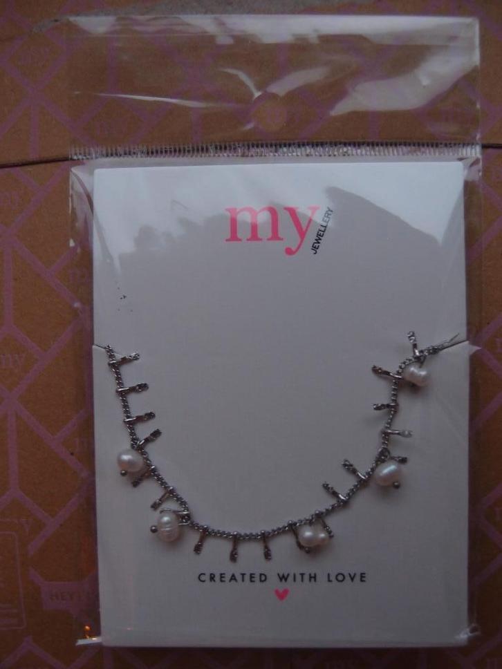 Erg mooi My Jewellery enkelbandje zilver pareltjes op kaart, Sieraden, Tassen en Uiterlijk, Enkelbandjes en Enkelkettinkjes, Zo goed als nieuw