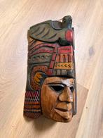 Houten Maya Masker met Vogel, Antiek en Kunst, Ophalen