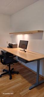 Buro, Burostoel & Wandplank - Complete Werkplek, Huis en Inrichting, Bureaus, Ophalen, In hoogte verstelbaar, Gebruikt, Bureau
