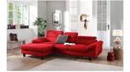Nieuwe trendy hoekbank loungebank rood structuurstof, Ophalen of Verzenden, Nieuw, 150 cm of meer, Vierpersoons of meer