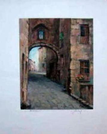 LITHO * DOORKIJK OUD STRAATJE * Bijzonder Mooi * beschikbaar voor biedingen