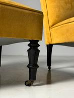2x Fauteuil Bergère stoel geel klassiek, Huis en Inrichting, Fauteuils, Ophalen, Gebruikt, 75 tot 100 cm, Stof