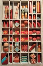 Letterbak gevuld met oude blokken., Antiek en Kunst, Curiosa en Brocante, Ophalen of Verzenden