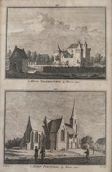 Antieke prent – Kasteel Valckesteyn & Poortugaal beschikbaar voor biedingen