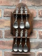 Houten lepelrek met antieke tinnen lepels 6stuk,13cm lang!, Antiek en Kunst, Antiek | Tin, Ophalen