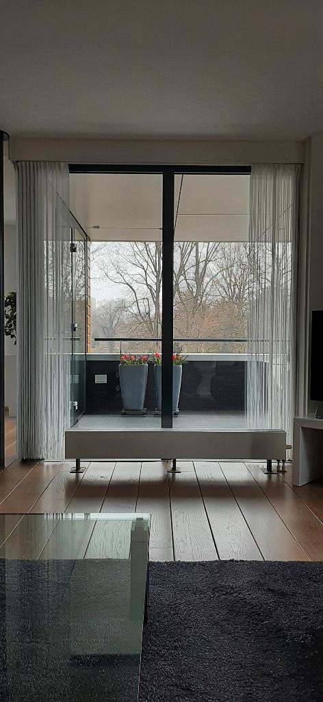 Glasgordijnen/draadjesgordijn, Huis en Inrichting, Stoffering | Gordijnen en Lamellen, Zo goed als nieuw, 200 cm of meer, 50 tot 100 cm