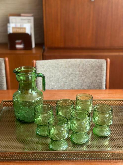 Vintage Fidenza Italy glazen en waterkan, Antiek en Kunst, Antiek | Glas en Kristal, Ophalen of Verzenden