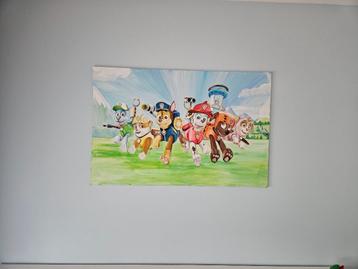 Paw patrol schilderijen, plafondlamp en tafel met stoeltjes  beschikbaar voor biedingen