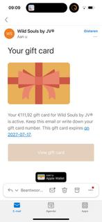 Tegoed webshop Wild Souls, Tickets en Kaartjes, Eén persoon, Cadeaubon, Overige typen