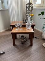 Eiken bijzettafel (3-delig) + Eiken krantenbak (tafel), Ophalen, Minder dan 45 cm, Gebruikt, 55 tot 75 cm