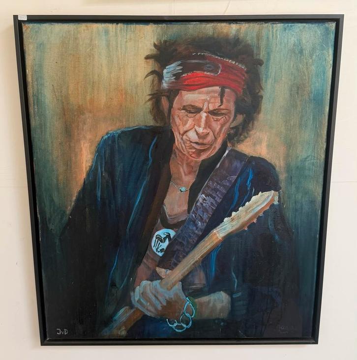 Keith Richards Portret Schilderij, Antiek en Kunst, Kunst | Schilderijen | Klassiek, Ophalen of Verzenden