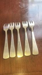 5 gebakvorkjes verzilverd,haags lofje, Ophalen of Verzenden, Nieuw, Zilver, Los bestek