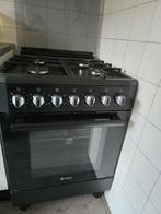 Zwart Gasfornuis met Elektrische Oven - 60cm, Witgoed en Apparatuur, Fornuizen, Ophalen, 4 kookzones, Zo goed als nieuw, Energieklasse A of zuiniger