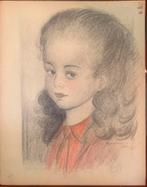 Claes Huisman - Art Deco 1940’s tekening van een meisje, Ophalen of Verzenden