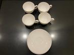 4 Witte porseleinen Villeroy&Boch kopjes met schotels, Huis en Inrichting, Keuken | Servies, Ophalen, Nieuw, Overige stijlen, Kop(pen) en/of Schotel(s)