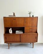 Vintage teakhouten highboard/dressoir, jaren 60/Deens design, Ophalen, Gebruikt, 100 tot 150 cm, 1 of 2 laden
