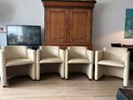 4 Leolux Fiabo lederen eetkamer stoelen, Huis en Inrichting, Stoelen, Ophalen, Gebruikt, Overige kleuren, Leer