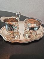 Zilveren (verzilverd) roomstel op Dienblad, Antiek en Kunst, Antiek | Goud en Zilver, Ophalen of Verzenden