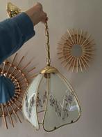 Vintage Hanglamp met Bloemmotief, Ophalen of Verzenden, Glas, Cottage, fairy, eclectic boho, hollywood regency, retro romantic