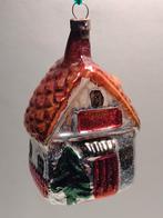 oude kerstbal gekleurd huisje / H 7 cm, Gebruikt, Verzenden