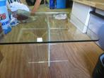 Glazen salontafel, Huis en Inrichting, Tafels | Salontafels, Ophalen, Gebruikt, 100 tot 150 cm, Vintage, modern