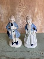 2 beeldjes delfts blauw. Man en vrouw. Barok kleding. Zgan., Ophalen, Zo goed als nieuw, Mens